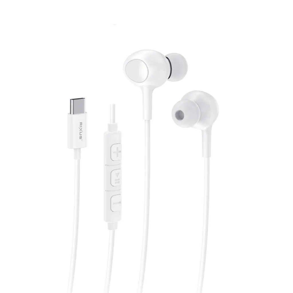 Trådad hörlur med mikrofon USB-C vit