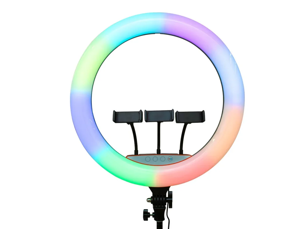Selfie-ringlampa och hållarestång RGBW 22 tum