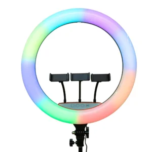 Selfie-ringlampa och hållarestång RGBW 22 tum