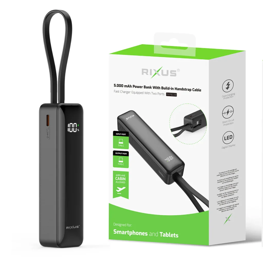Powerbank 5000 mAh med Digital display och USB-C